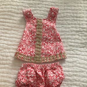 Mud pie girls summer top and bloomers 0-6 months